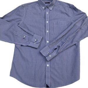 UNTUCKit Shirt Mens Medium Blue White Red Check Slim Fit Wrinkle Free Cotton